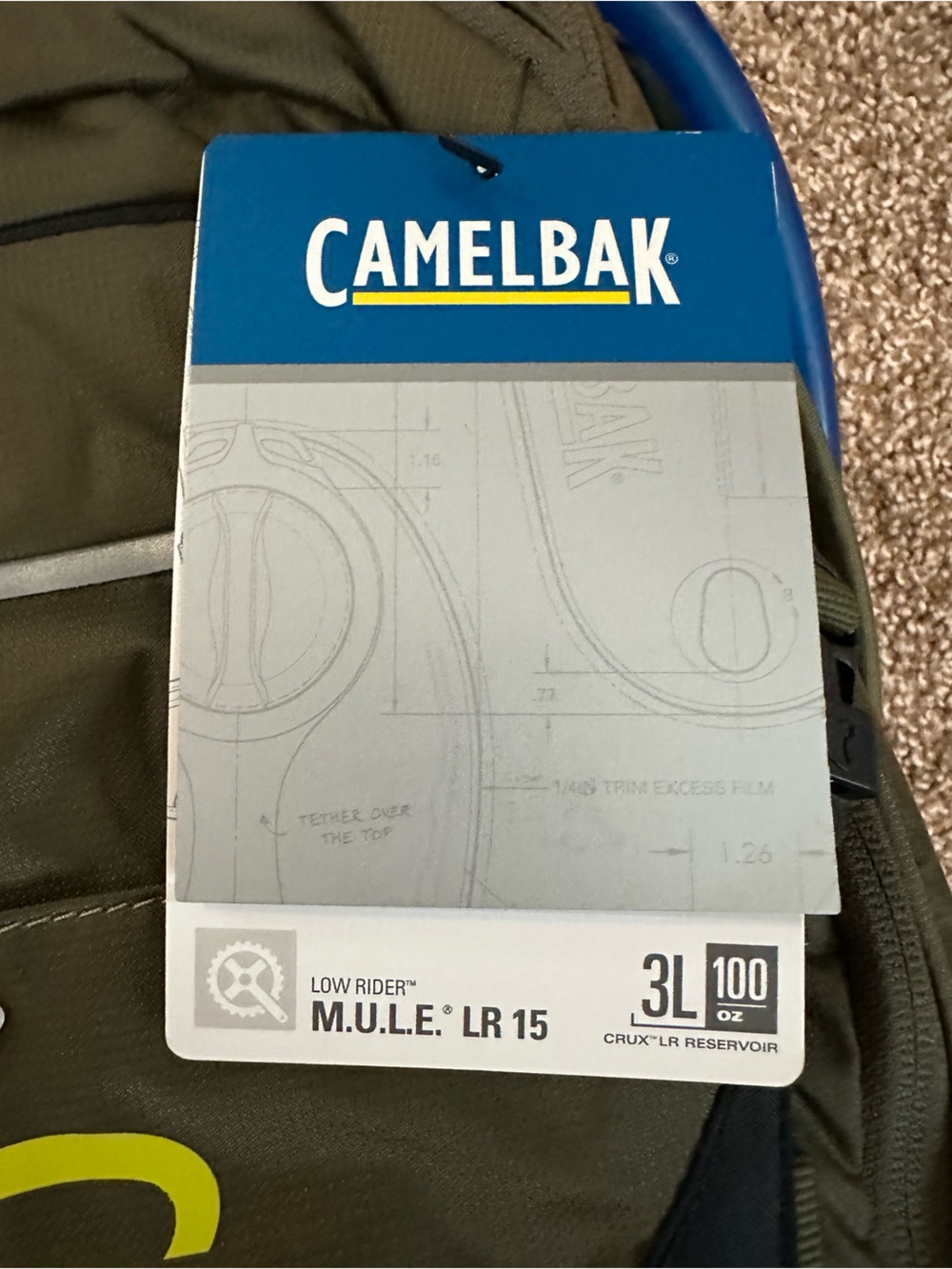 NWT CamelBak M.U.L.E. LR 15 Olive Green Lime Hydration Backpack - Picture 2 of 4